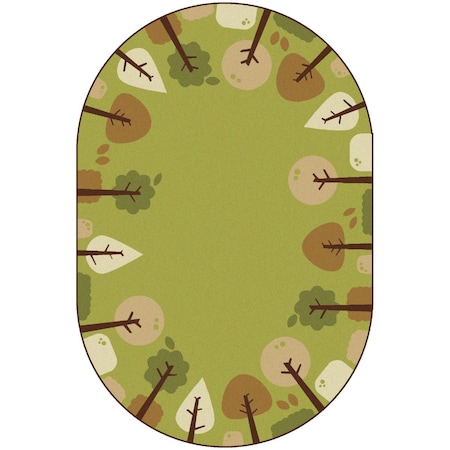 Carpets For Kids 4 x 6 ft. Kidsoft Tranquil Trees RugGreen Oval 33764
